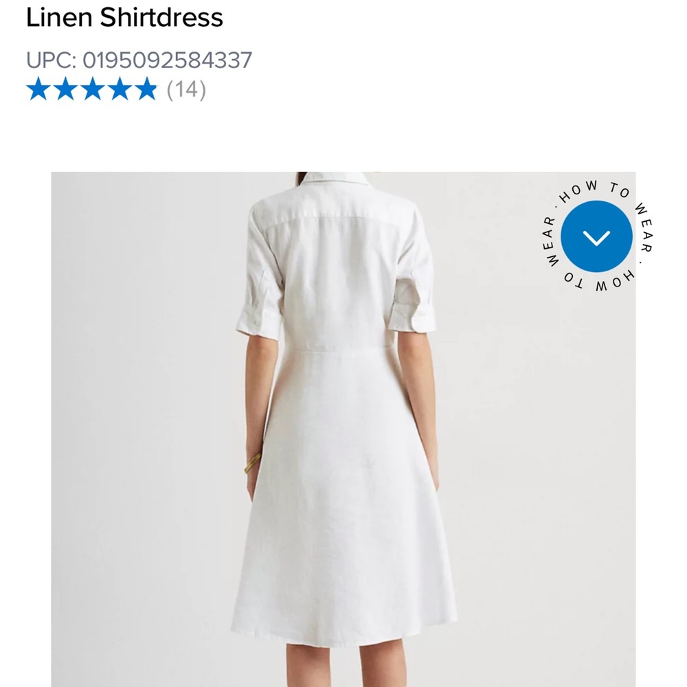 Lauren Ralph Lauren White 100% Linen Shirtdress. - Picture 2 of 5